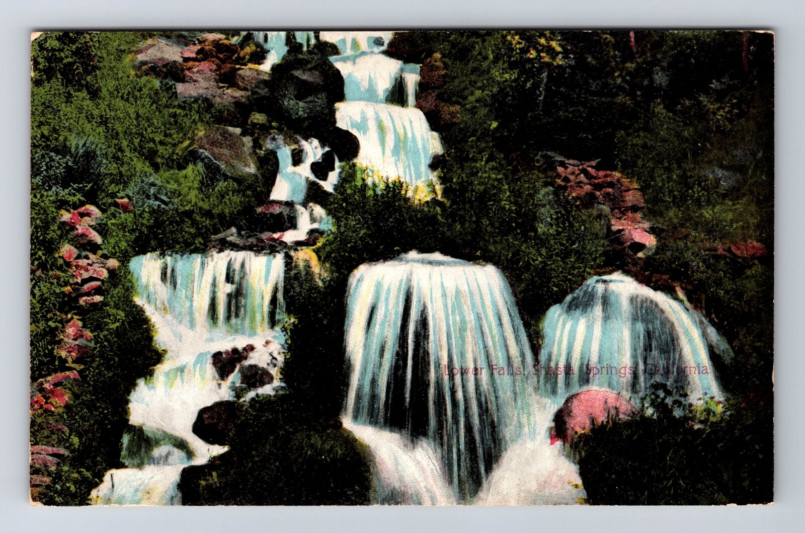 Shasta Springs CA-California, Lower Falls, Antique, Vintage Postcard