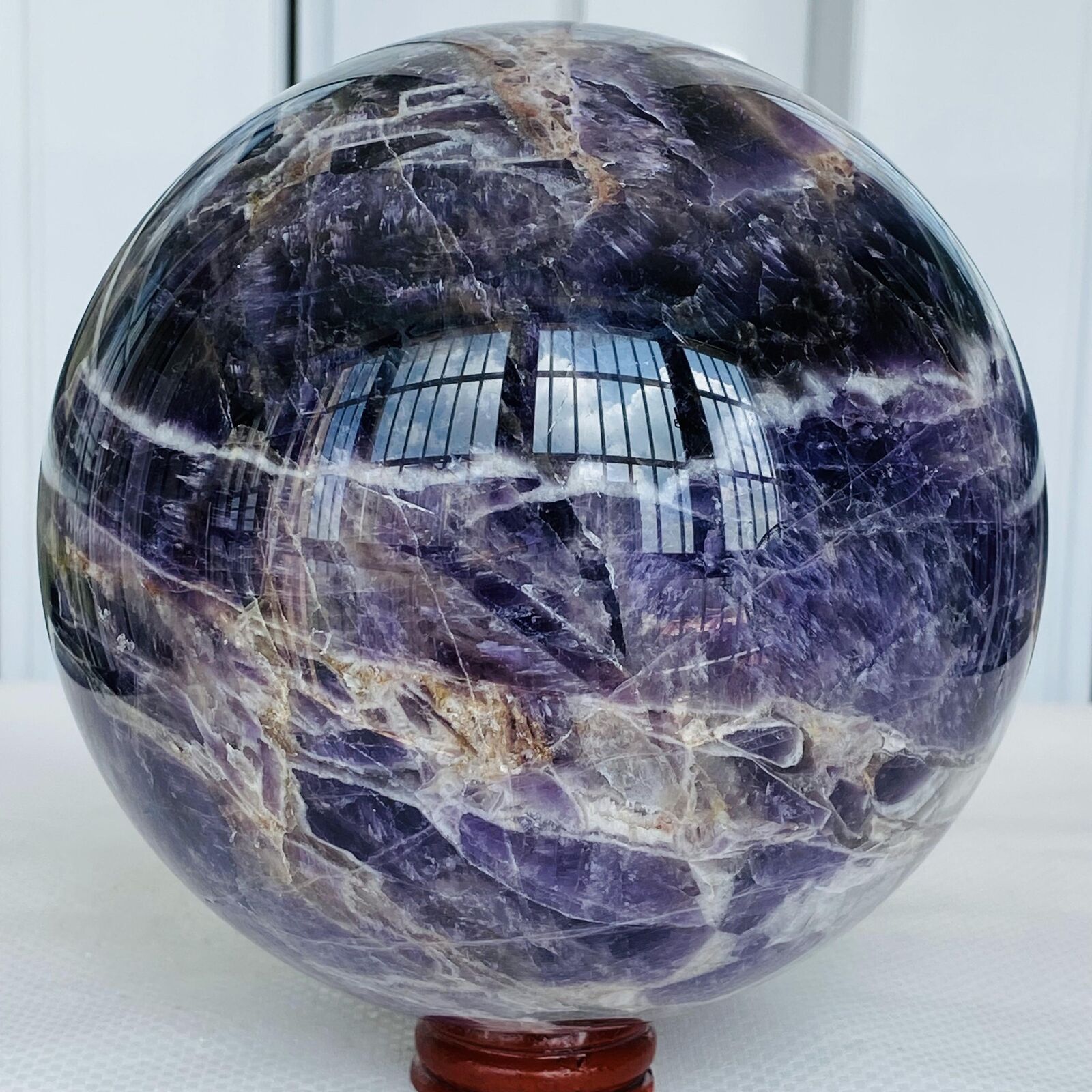 3480g Natural Dream Amethyst Quartz Crystal Sphere Ball Healing