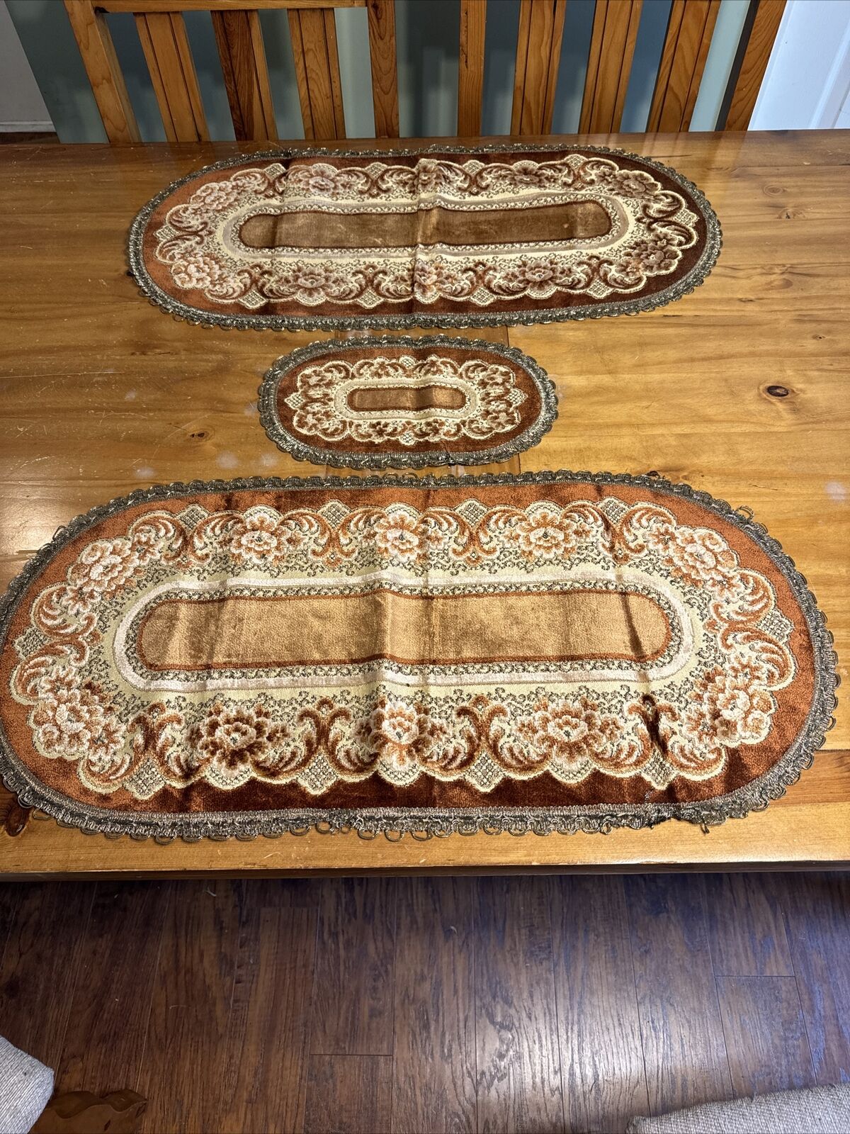 Group Of Three Vintage Wedgwood Oval Shaped Tableware, Rug, Placemat, Doily