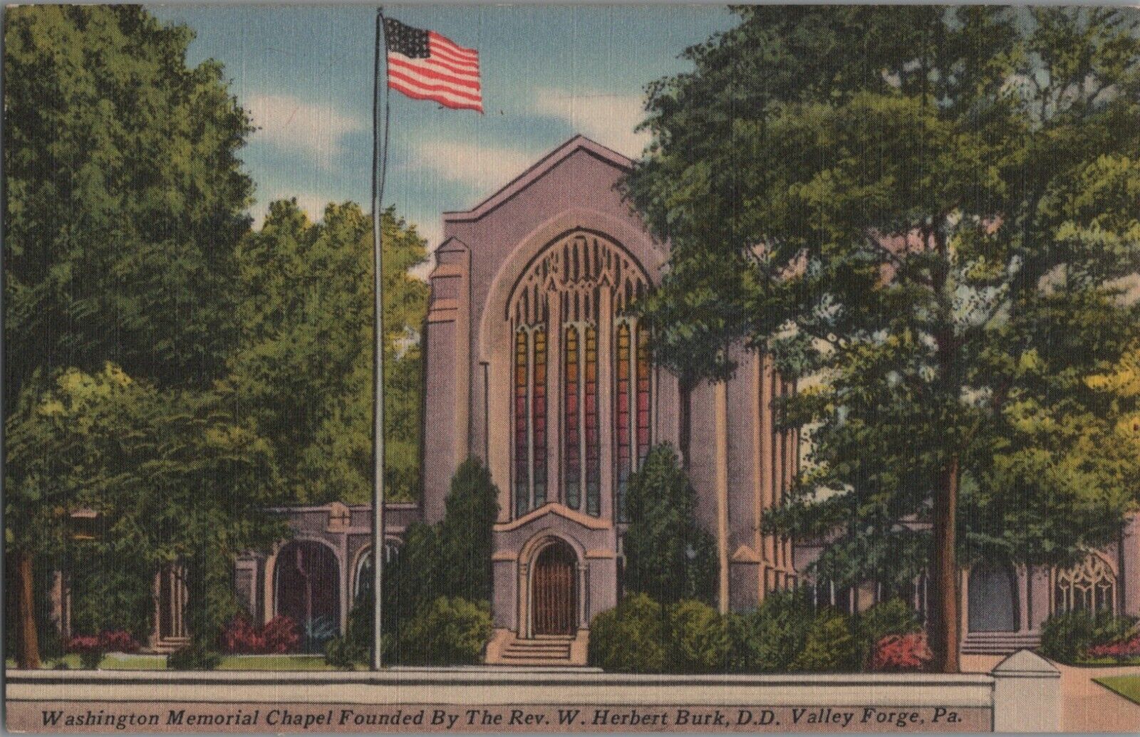 Linen Vintage Postcard, Valley Forge, PA, Washington Memorial Chapel, Tichnor 
