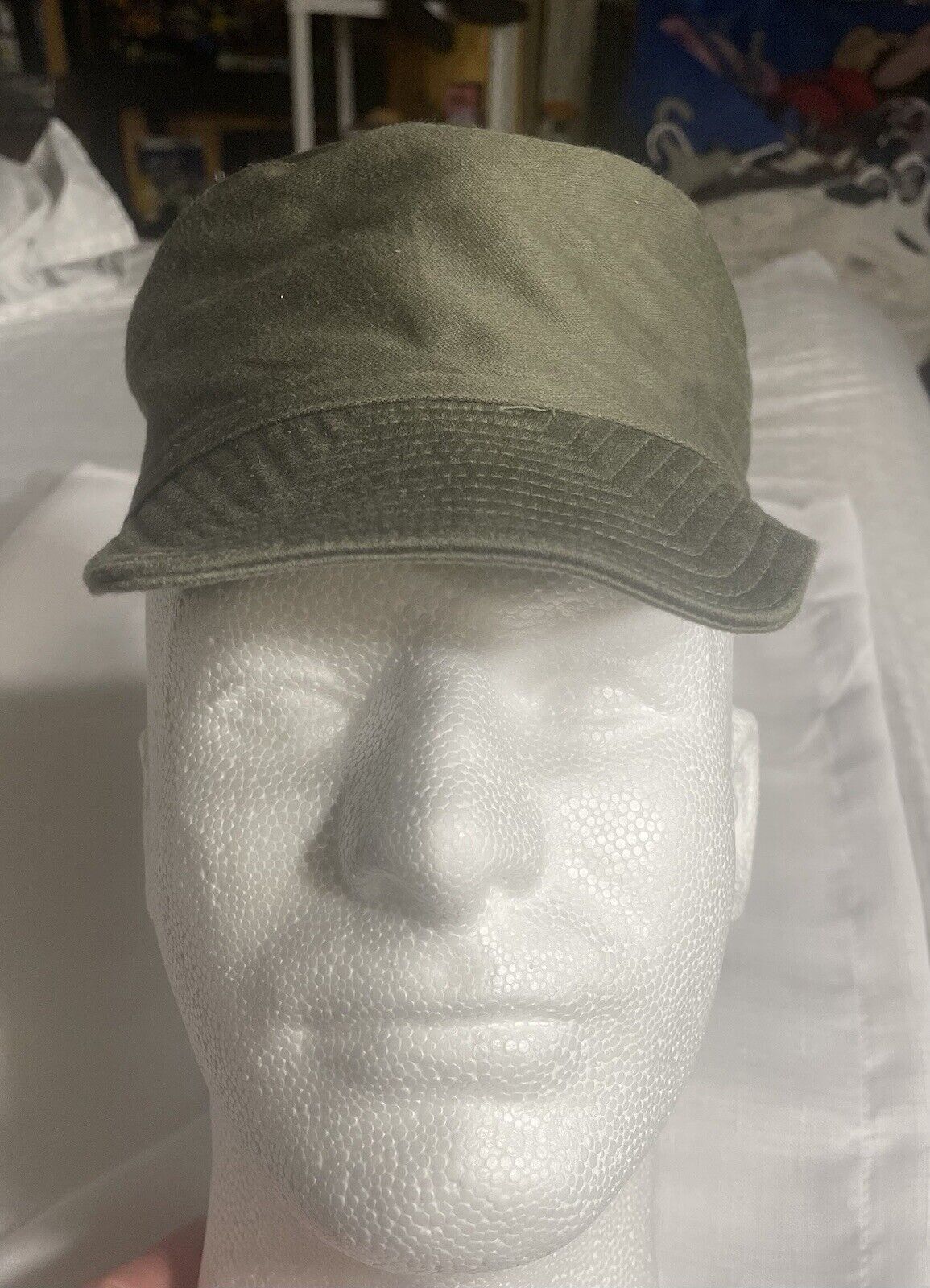 French Army Cap Socovet Bias 1980 Green Military Hat Size 54 Vintage