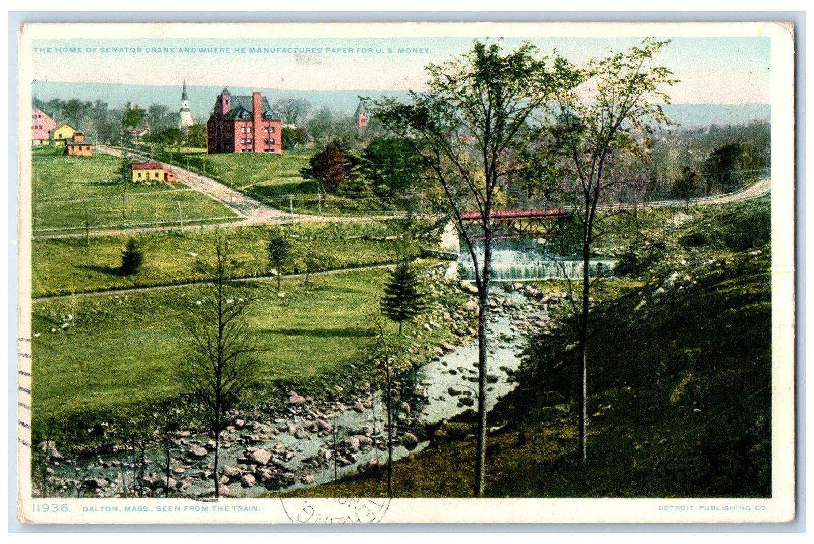 1908 Home Of Senator Crank Manufacture Paper Dalton Massachusetts MA Postcard
