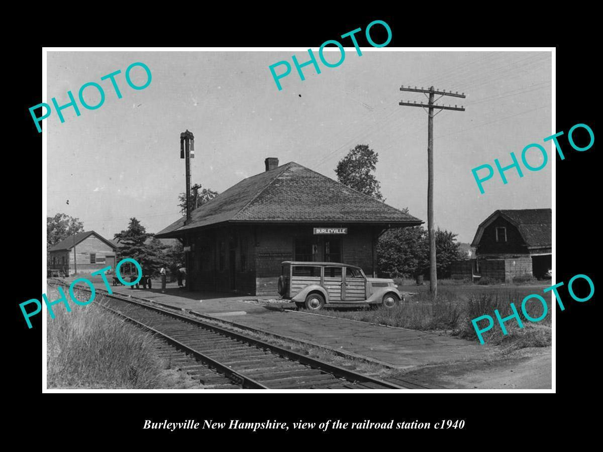 OLD 8x6 HISTORIC PHOTO OF BURLEYVILLE NEW HAMPSHIRE RAILROAD STATION c1940