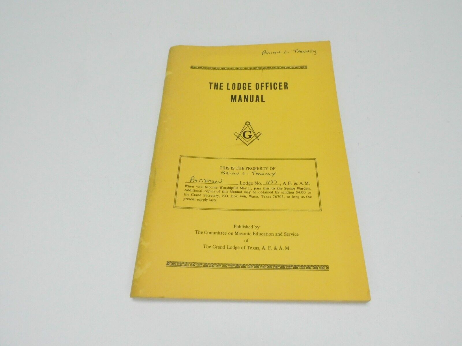 1976 Vintage Masonic The Lodge Officer Manual of Texas - Freemasonry - Rare