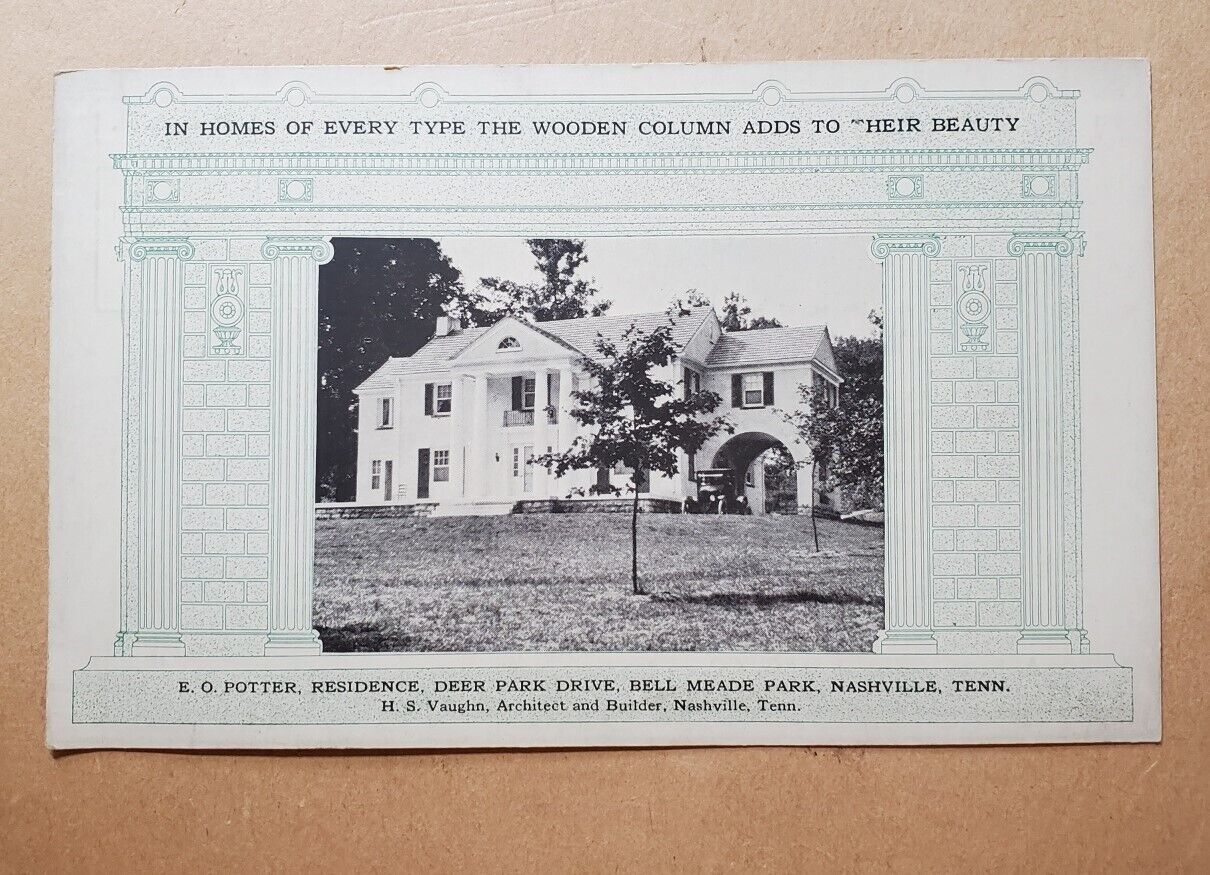 0805----c.1920s Potter Residence postcard - Belle Meade Park - Nashville