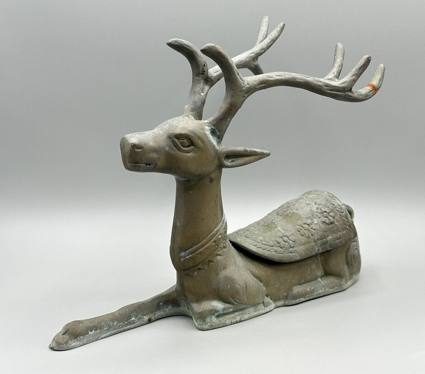 Vintage Antique Sarreid Bronze Deer Sculpture Figurine Patina 10in”