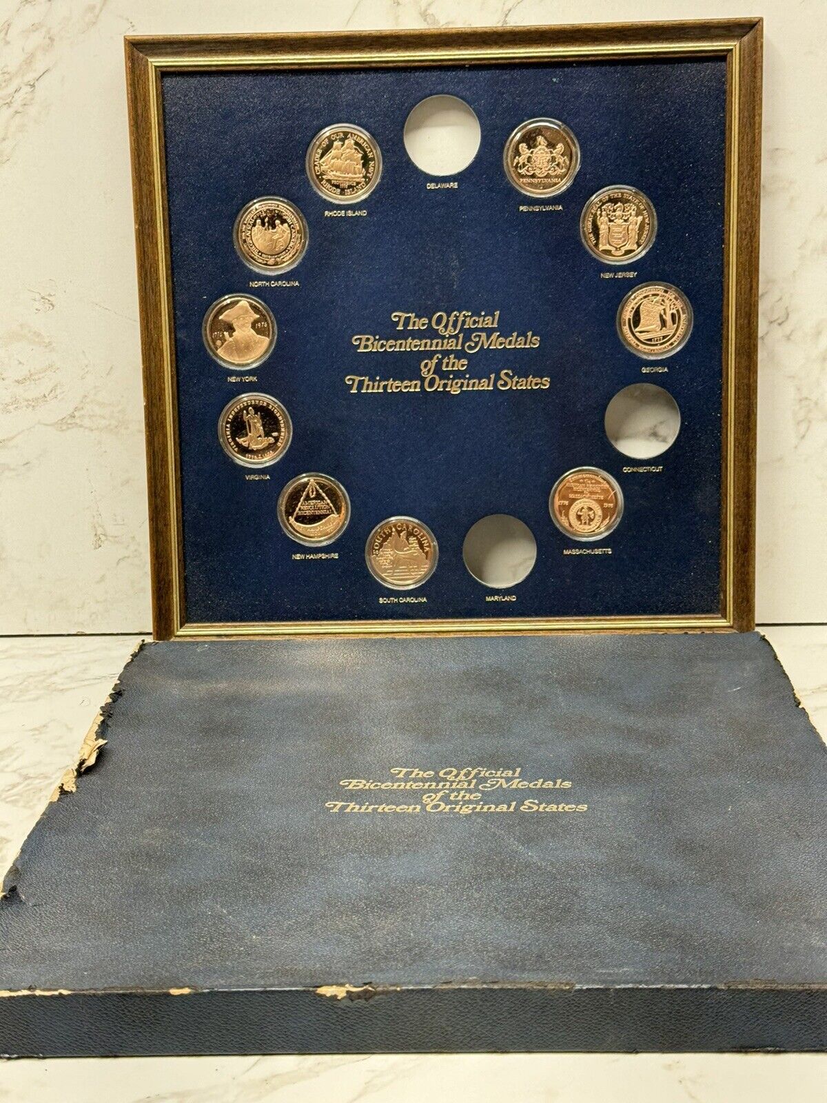Franklin Mint Official Bicentennial Medals Of Thirteen Original States Bronze