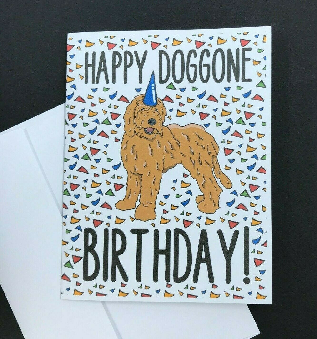 Goldendoodle Dog Happy Birthday Card Funny Dog Breed Note Card for All Ages