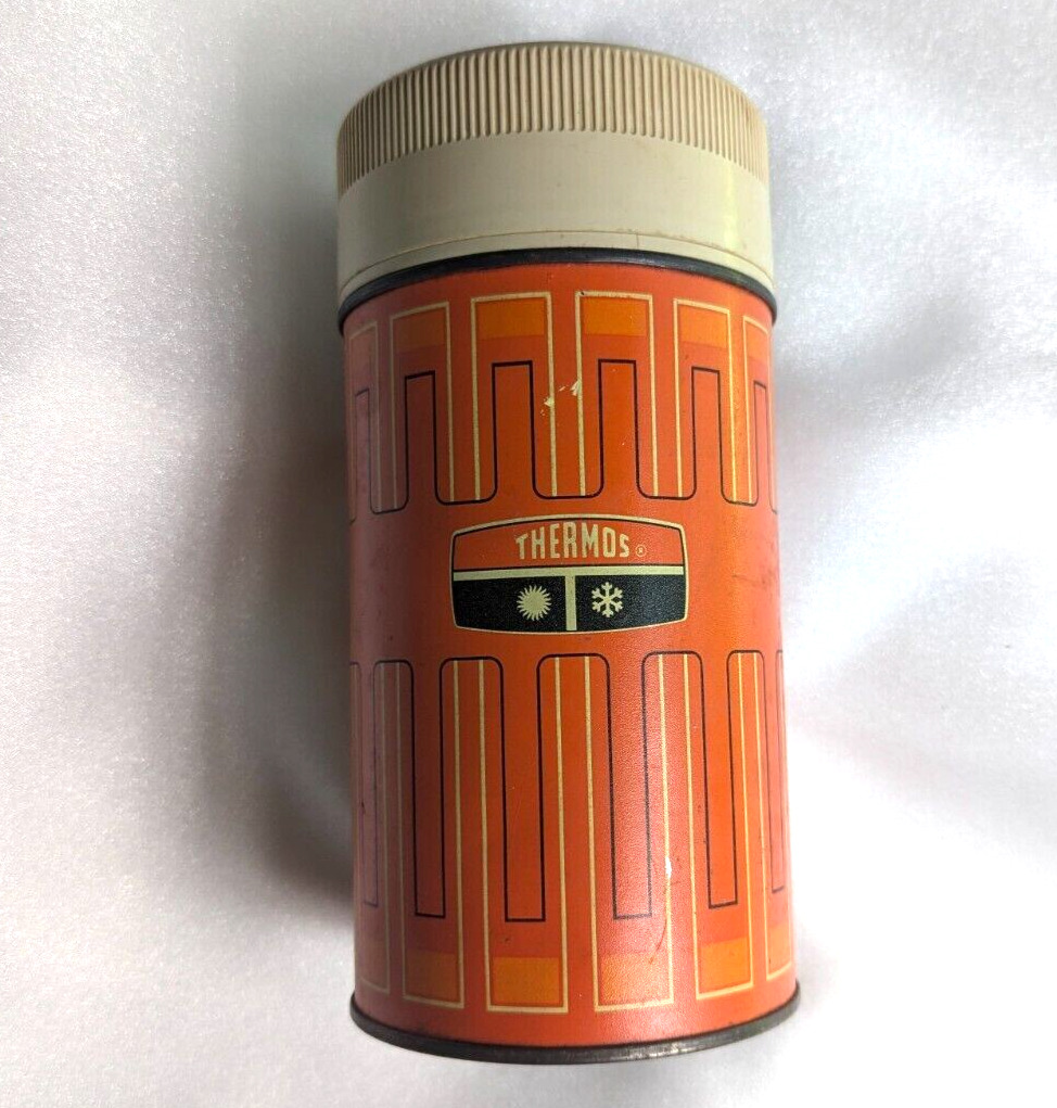 Rare Vintage Orange Tartan Plaid Thermos - Pint Size