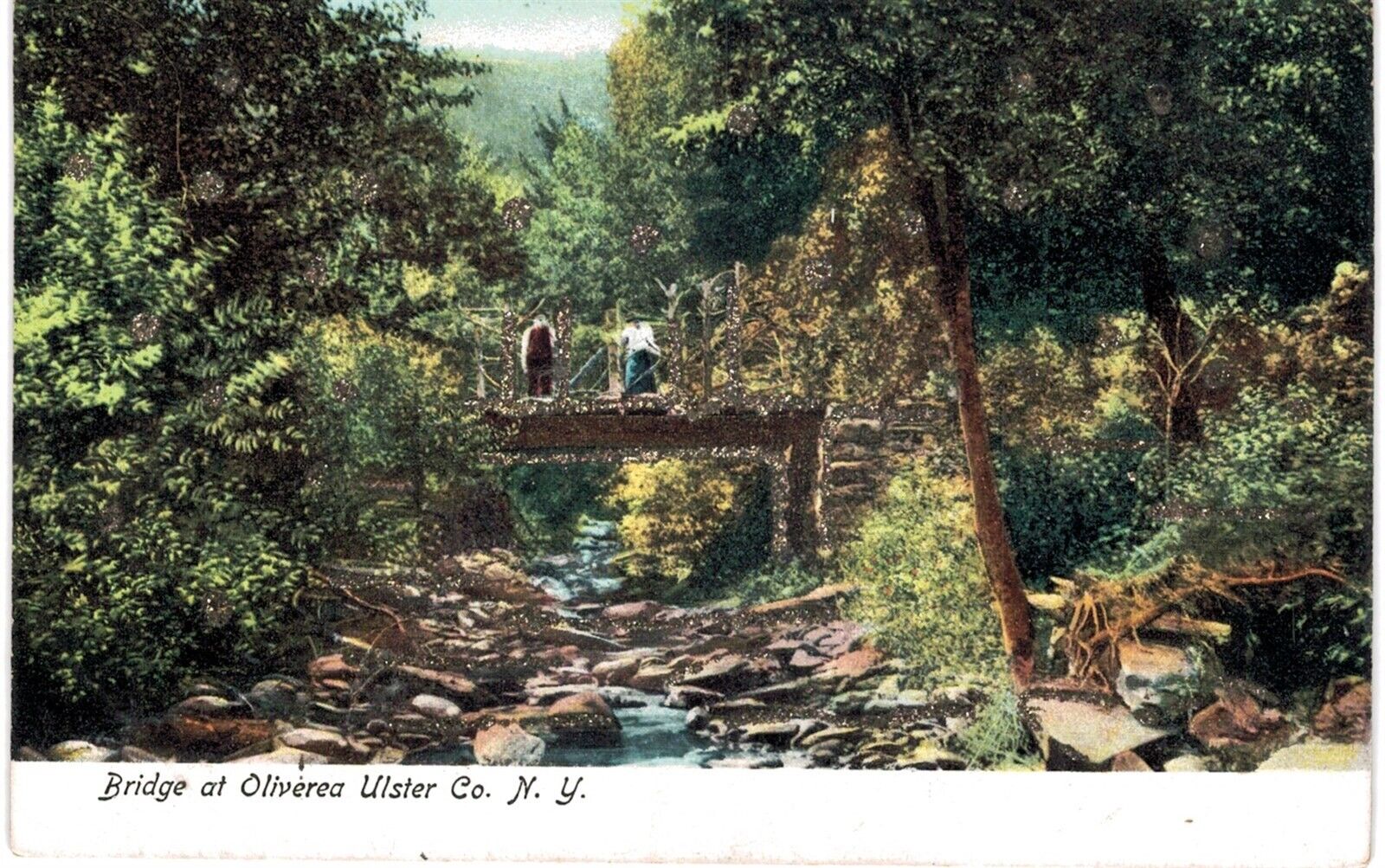 Bridge at Oliverea Ulster County 1901 Unused Glitter NY 