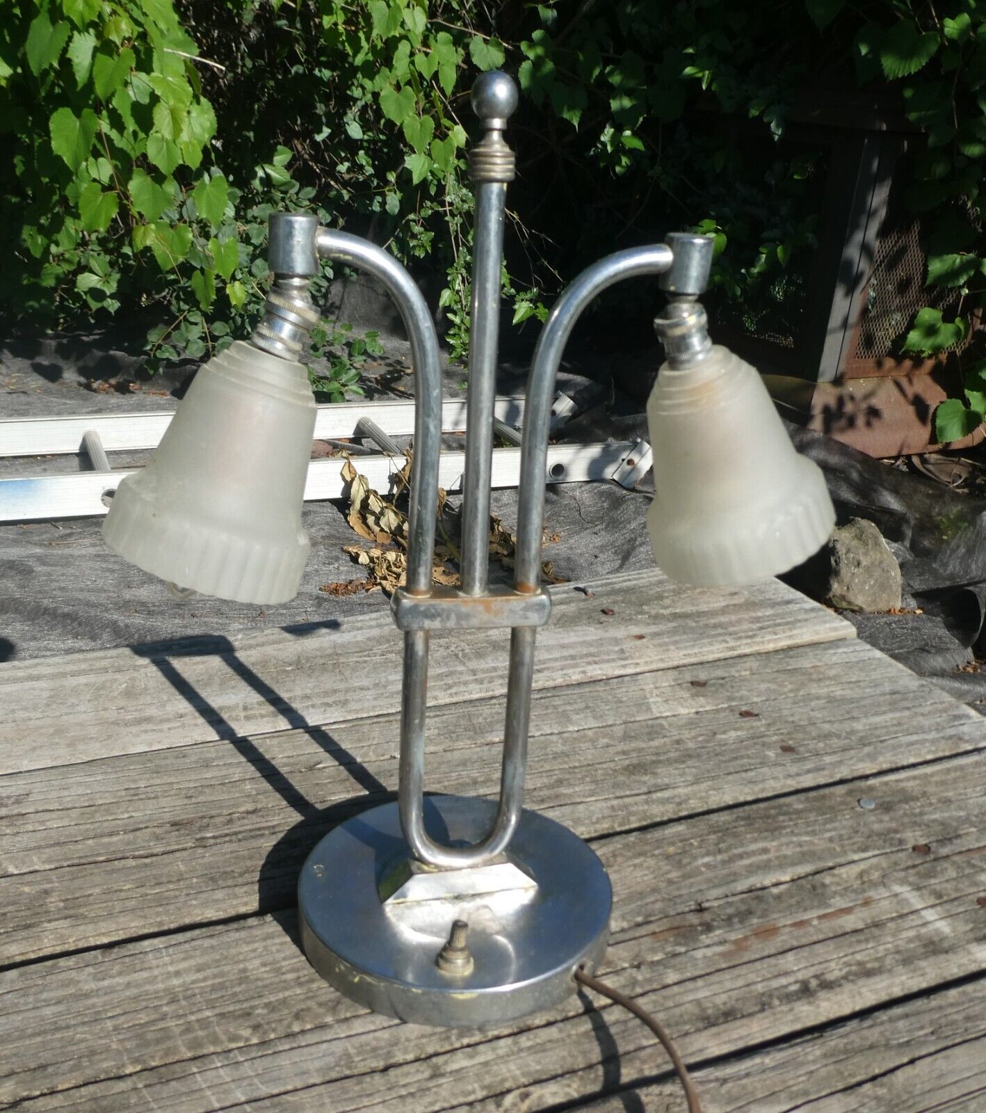 Vintage Desk Lamp Chrome Frosted Glass  Mid Century 3 iNCH  Swivel globes