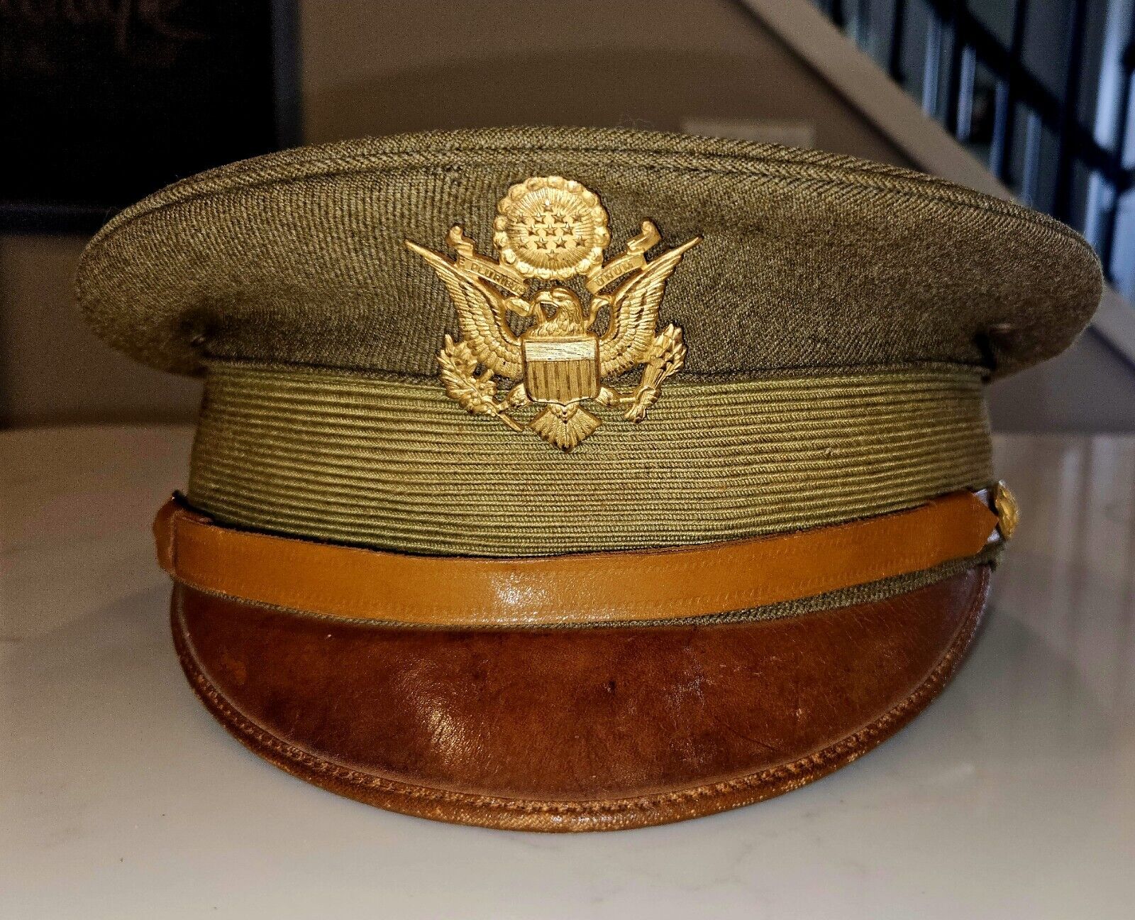 WW1 US Army military uniform dress visor cap Officer 