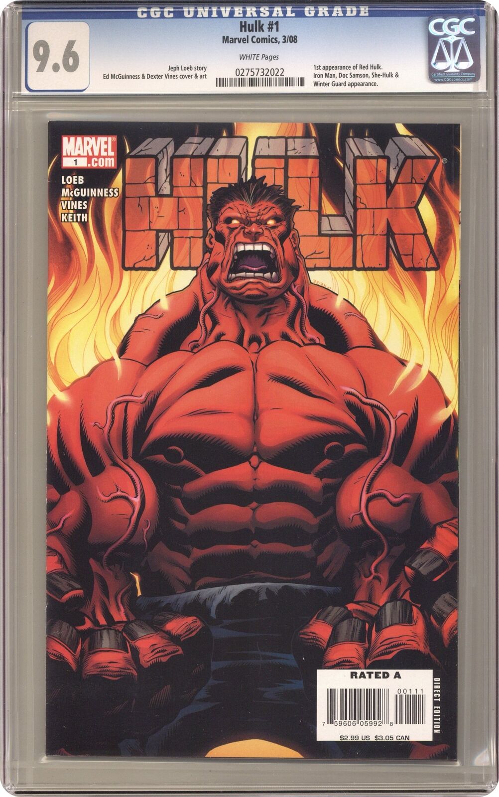 Hulk 1A.D McGuinness Variant 1st Printing CGC 9.6 2008 0275732022