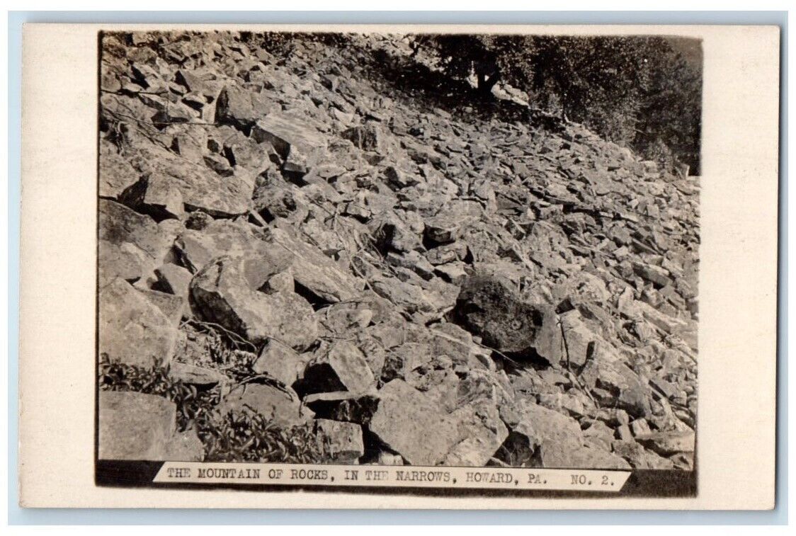 c1910\'s The Mountain Of Rocks In The Narrows Howard PA RPPC Photo Postcard