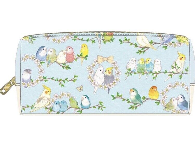 Bird Parakeet flowery pouch pen case accessory case kawaii from japan