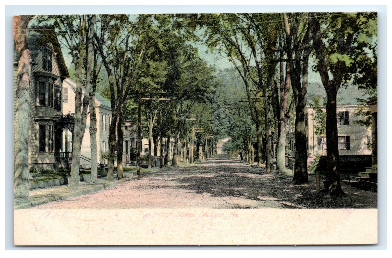 Postcard High Street, Auburn, Maine ME pre 1907 H8