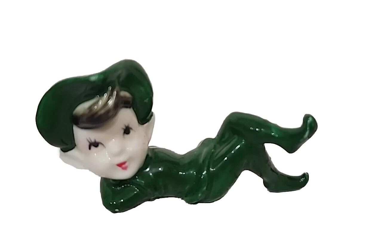 Small Vintage Green Pixie Elf Figurine 1950\'s Japan