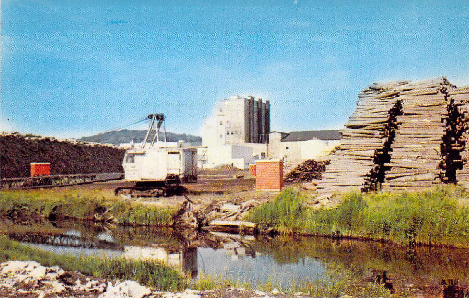 MI Munising Paper Mill 1960 USA Industry Lumber postcard M24