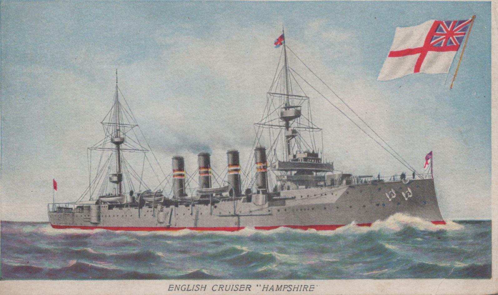 Postcard Ship English Cruiser Hampshire 