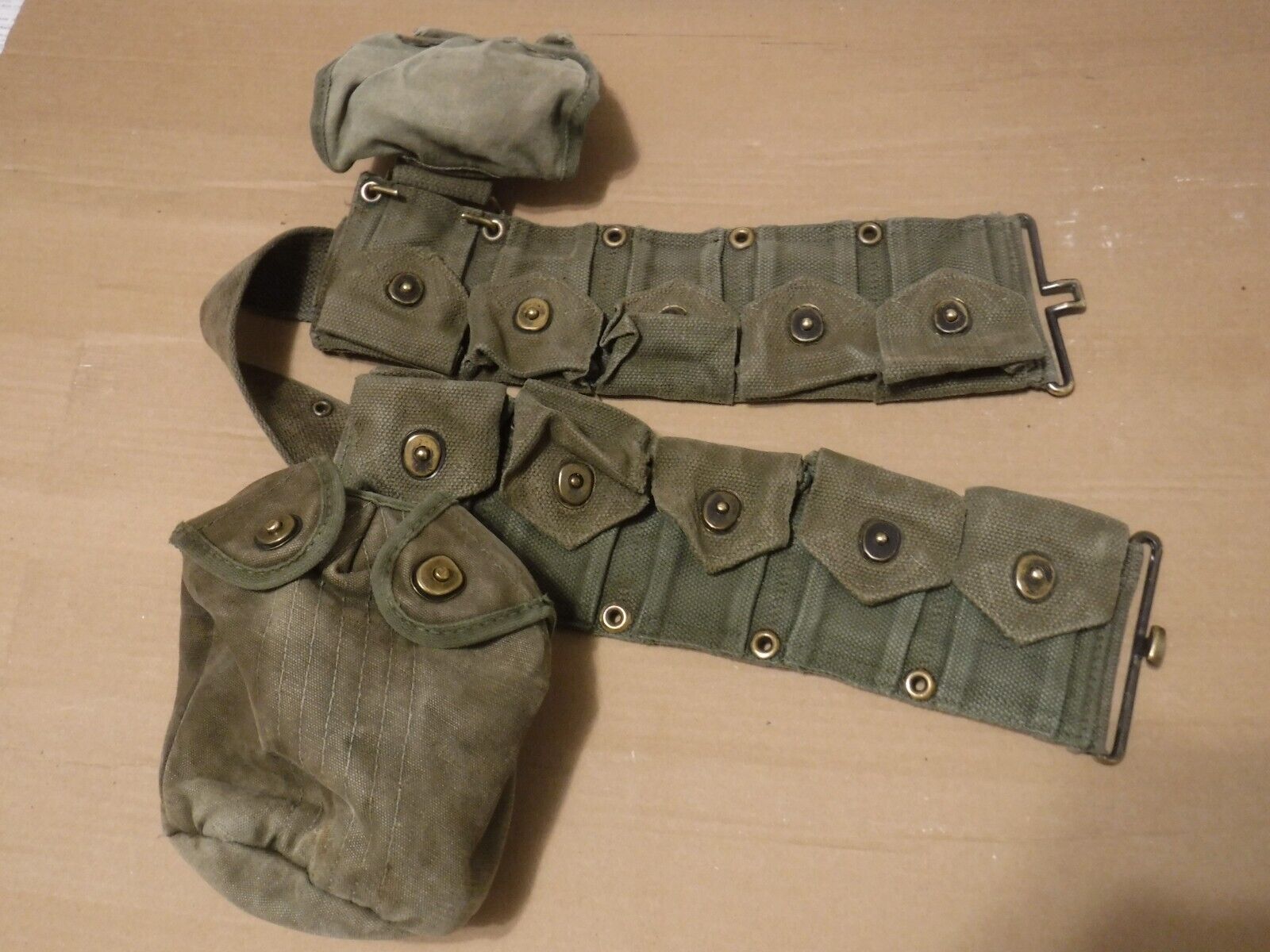 vintage USMC marine corps ammo belt and canteen cover and pouch