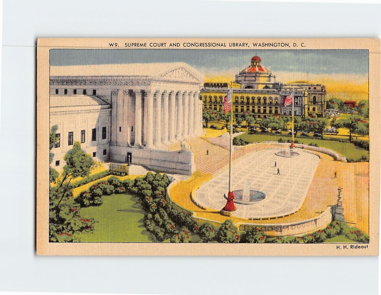 Postcard Supreme Court & Congressional Library Washington DC USA
