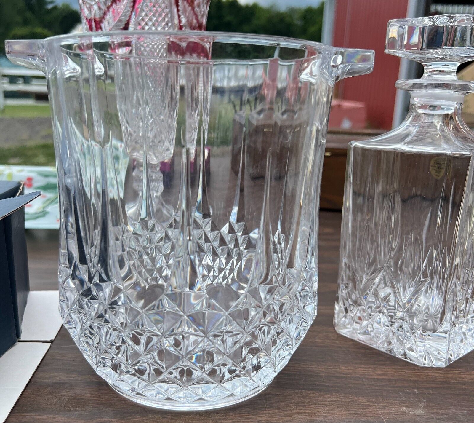 Vintage Style Side Handle Elegant Glass Wine Champagne Liquor Ice Bucket Cooler