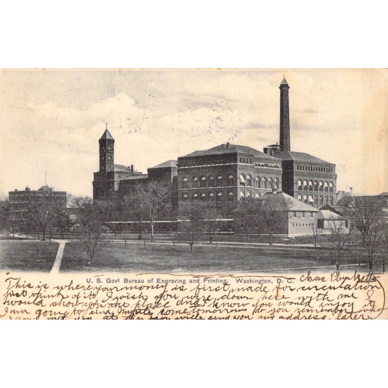 Postcard U.S. Bureau Engraving & Printing Washington DC Posted 1906 Vtg
