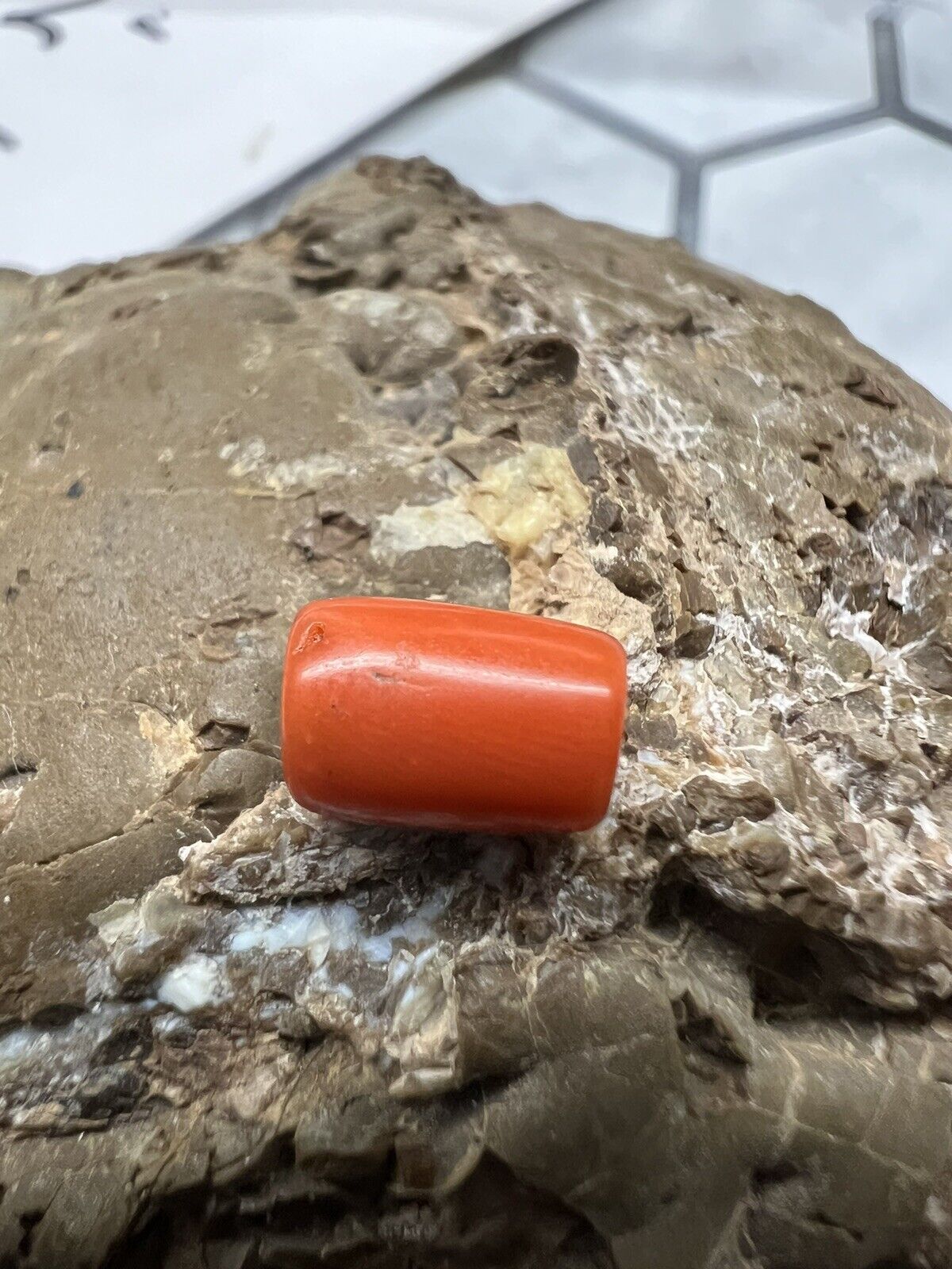 Antique Natural Red Coral Indo Tibetan Bead 9 X 6.2 mm Sm. Hole ARTISANS COLLECT