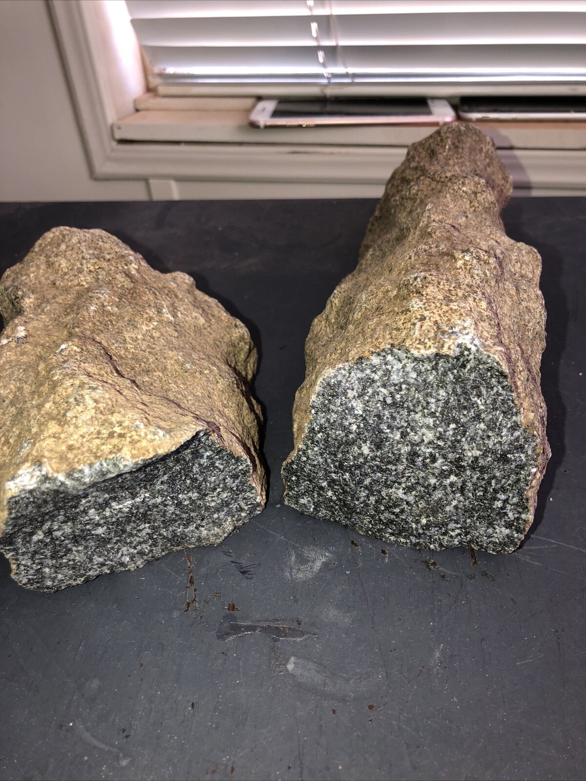 granite rough 15 Lb Stone Discovered Broken Into 2 Pieces