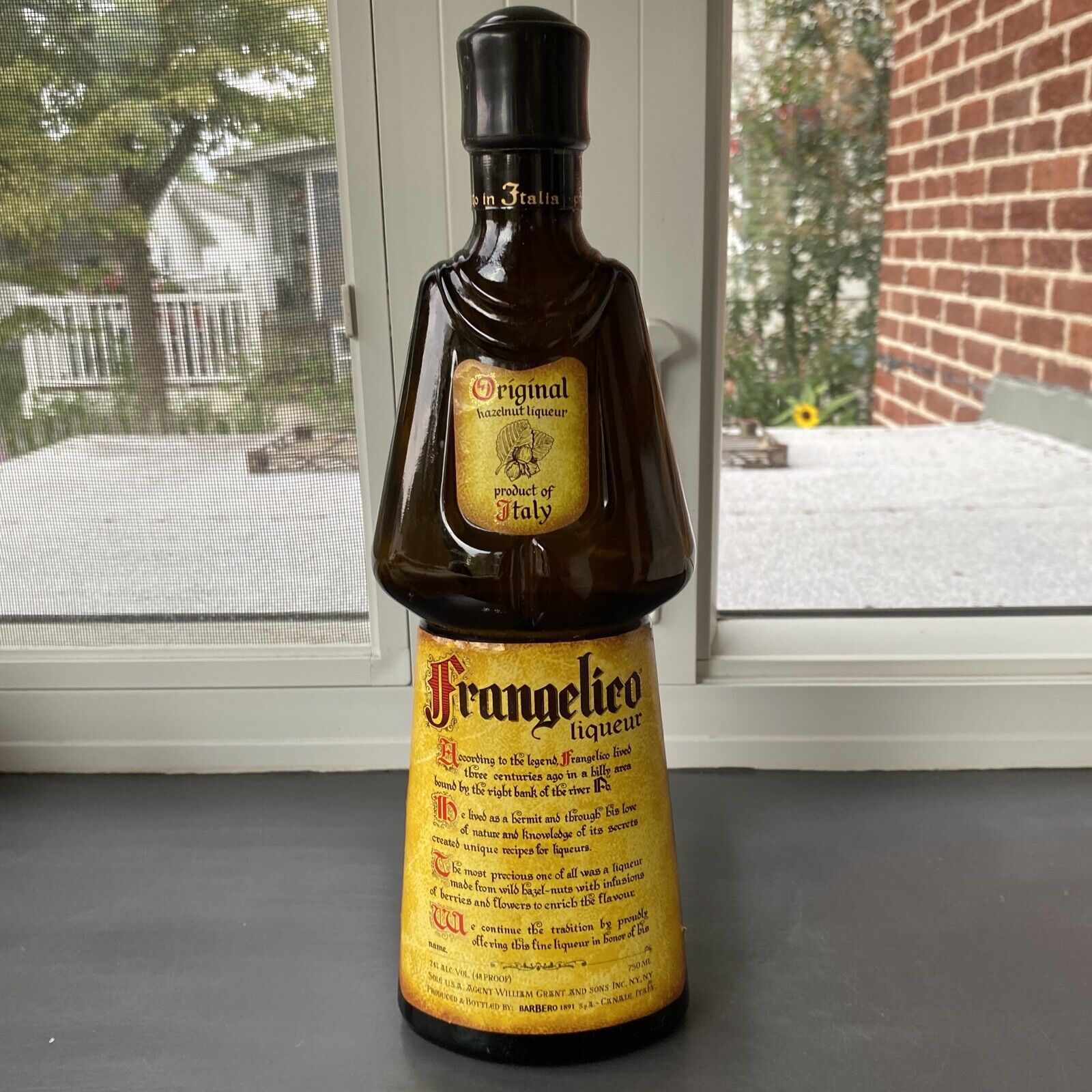 Vintage EMPTY Frangelico Italian Liqueur 750ML Brown Glass 13” Bottle