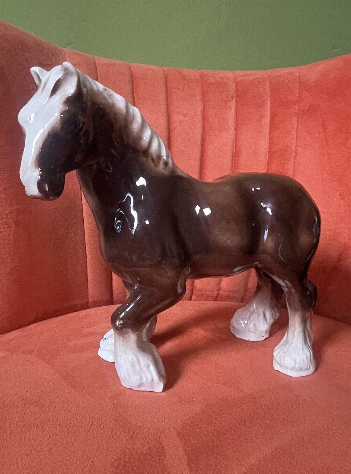 Vintage Large Ceramic Shire Horse Ornament Figurine Pony