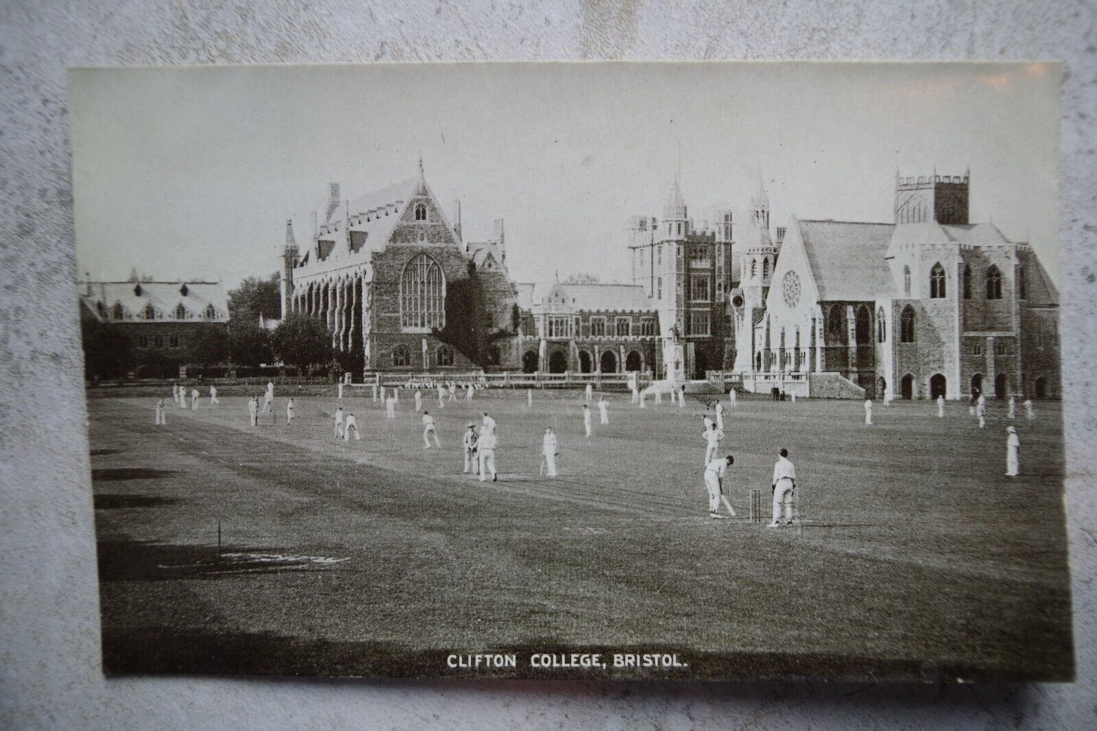 Vintage c1919 Postcard c: Clifton College Young Men Playing Cricket Bristol UK