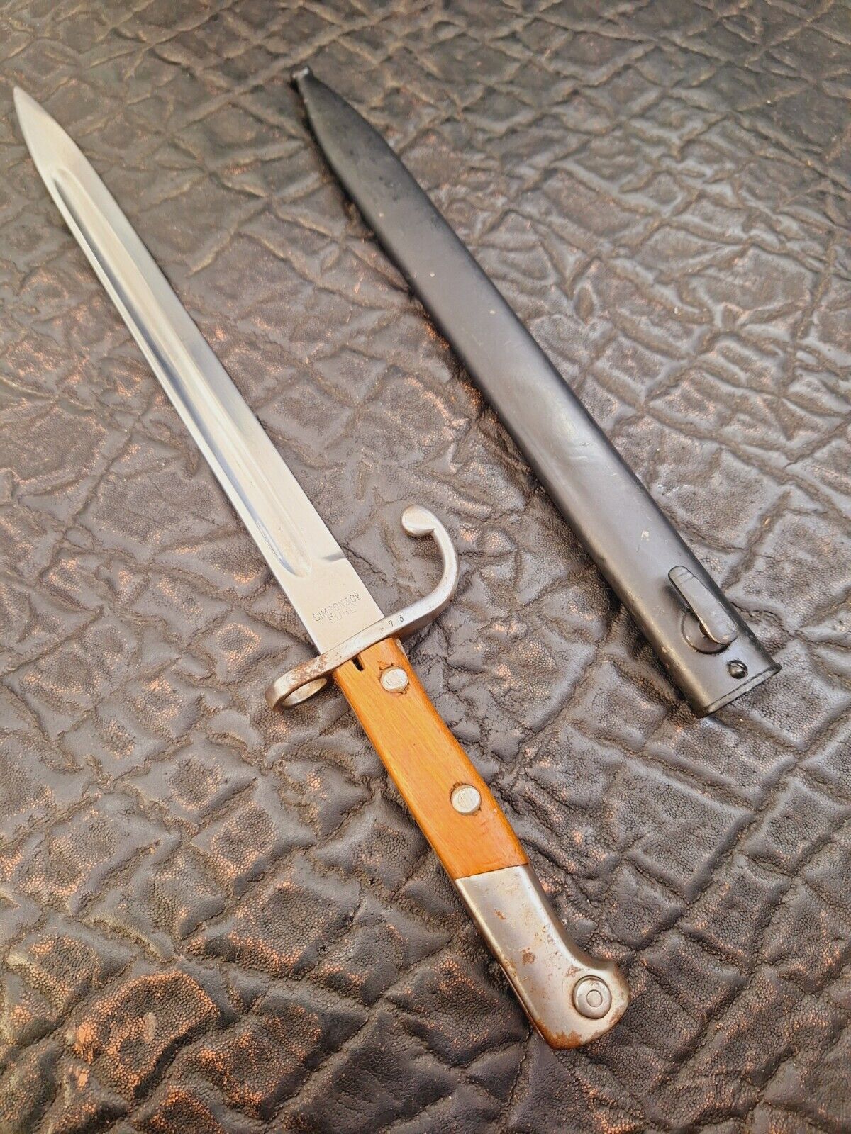 Vintage Mauser Bayonet Simson & Co. Suhl Germany Knife & Scabbard Solid & Nice 