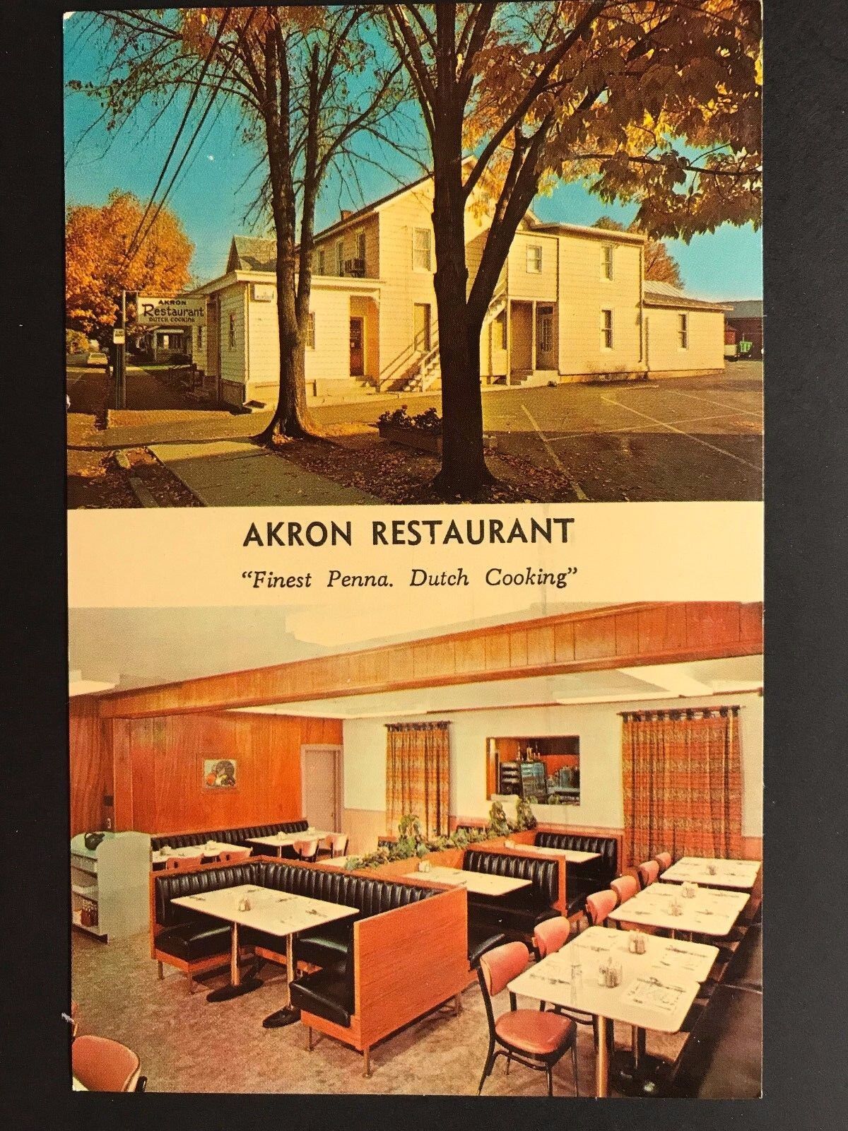 Postcard Akron PA - Akron Restaurant with Interior View