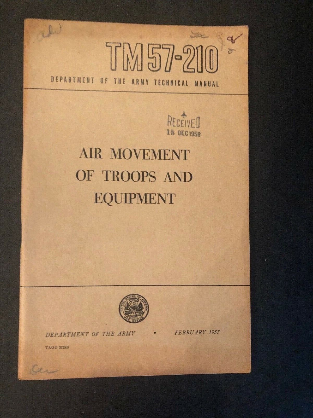 1957 Guide TM 57-210 - AIR MOVEMENT TROOPS & EQUIPMENT