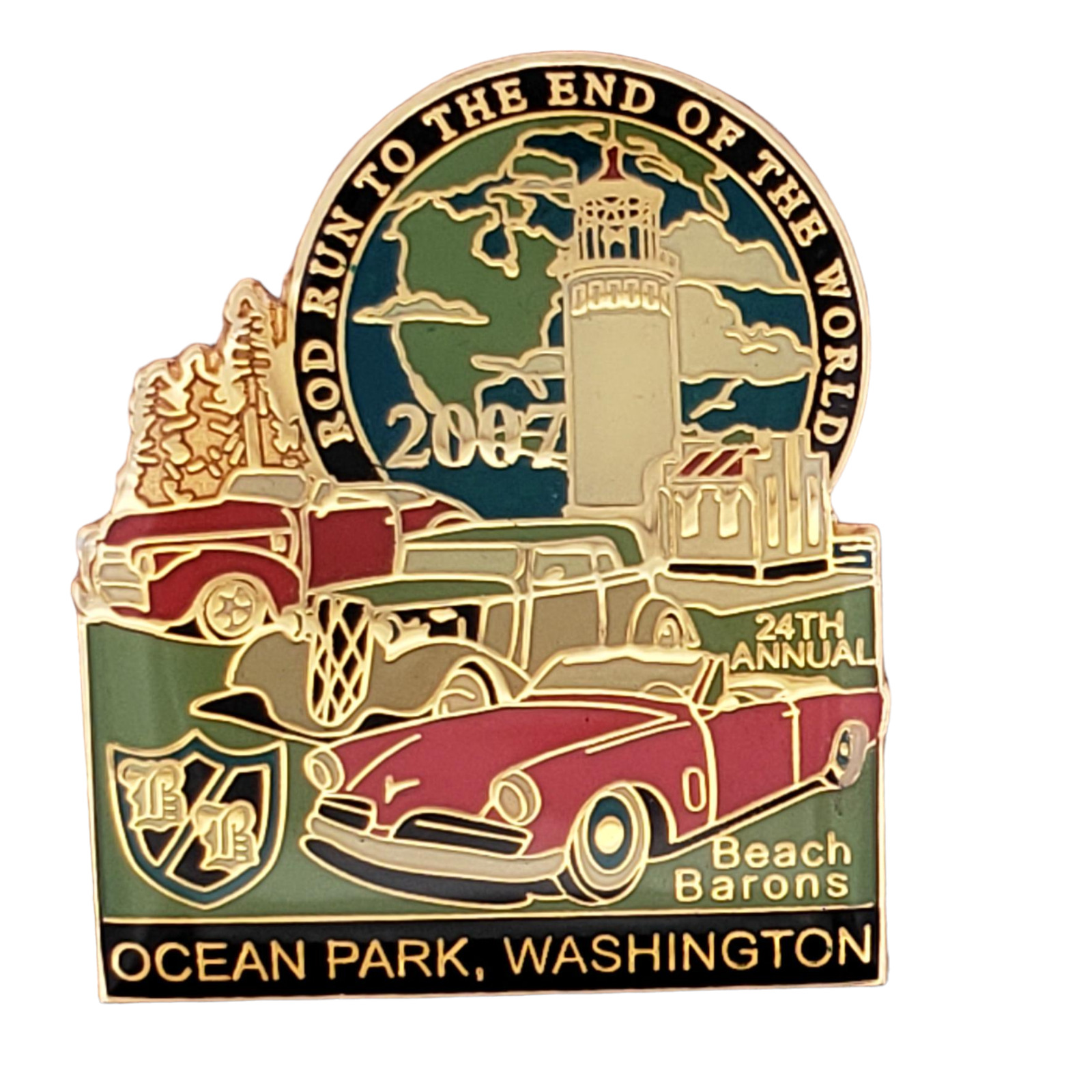 24th Annual End of the World Rod Run Ocean Park, WA 2007 Lapel Hat Pin