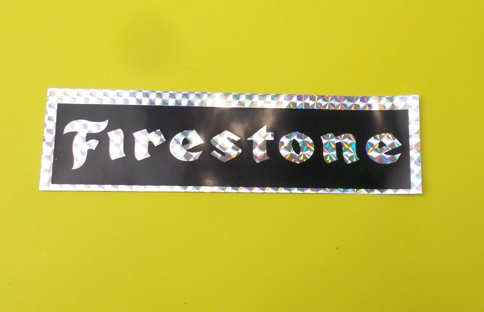 Vintage  1970\'s NOS Firestone tires France prism prismatic decal sticker 7 x 2