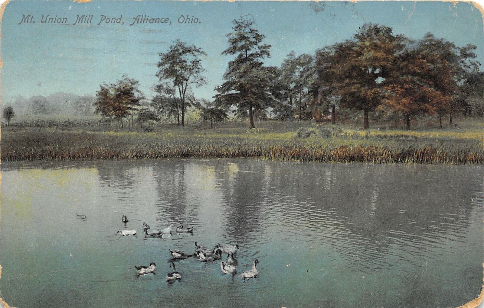 Alliance Ohio 1916 Postcard Mt. Union Mill Pond 
