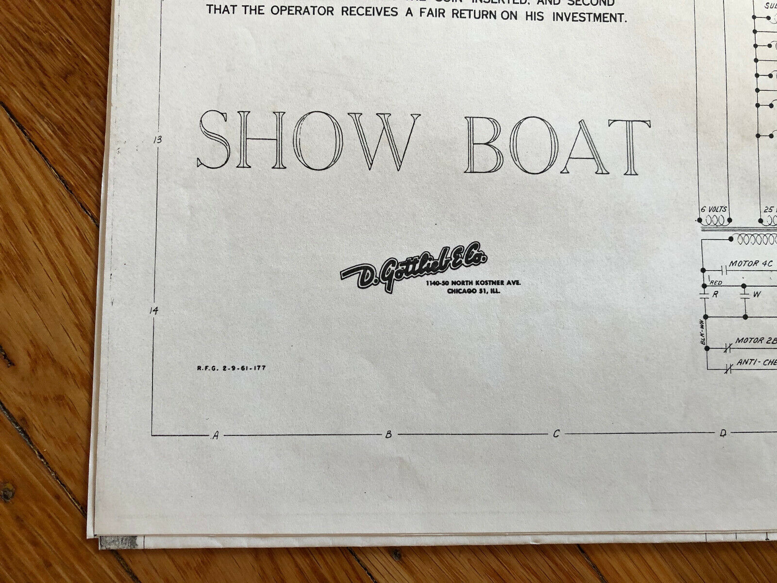 Gottlieb Show Boat EM Pinball Machine Manual Schematics 