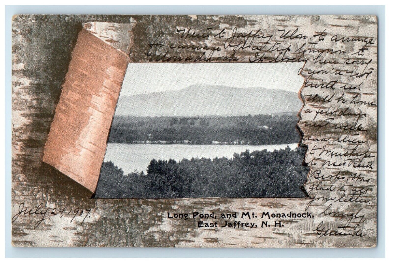 1907 Long Pond And Mt. Monadnock East Jaffrey New Hampshire NH Antique Postcard