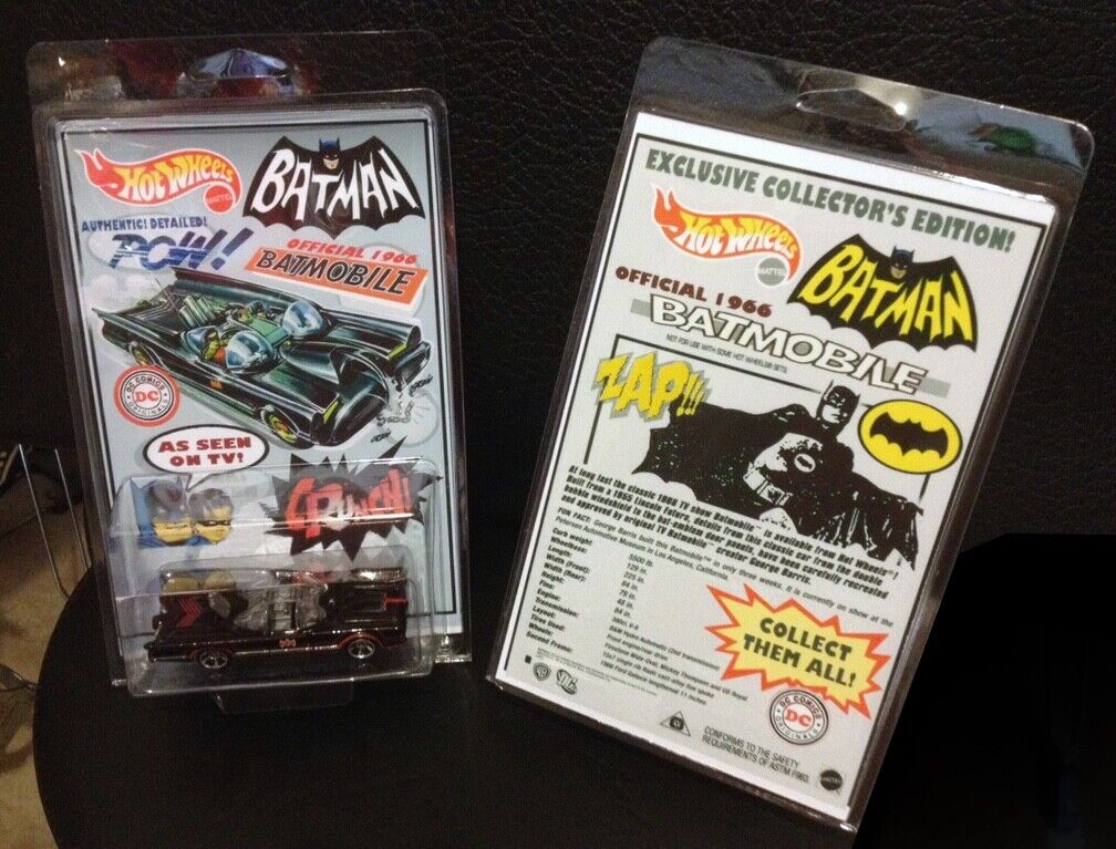 1966-Style BATMAN Custom HOT WHEELS Batmobile Car andPackage DC Robin