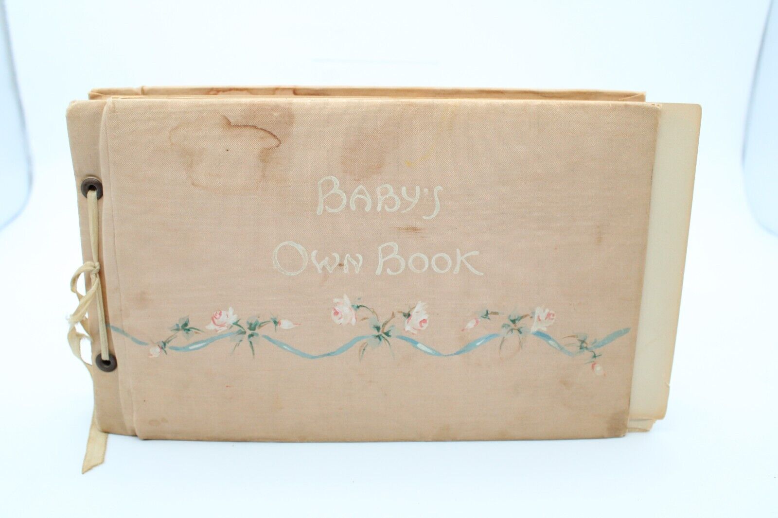 Antique 1930s Baby Book Photos Scrapbook Records Growth Letters Bday Cards Hair