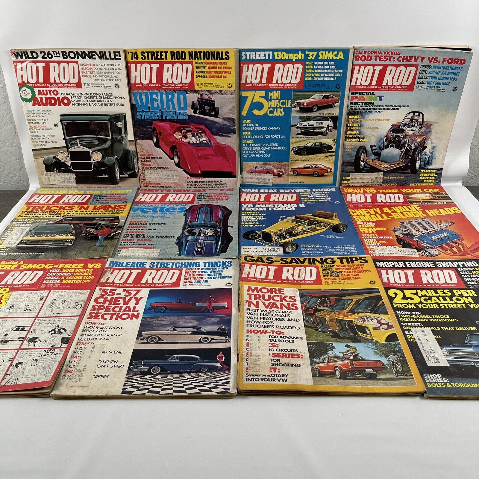 Vintage Hot Rod World's Largest Automotive Magazine Complete 12 Months Year 1974