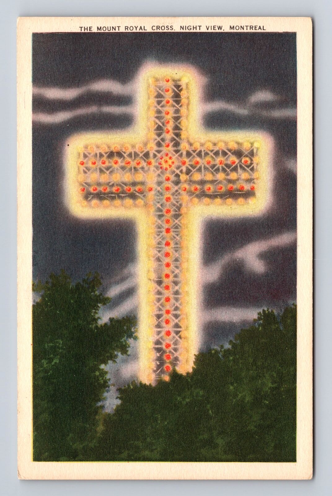Montreal Quebec- Canada, Mount Royal Cross, Antique, Vintage Souvenir Postcard