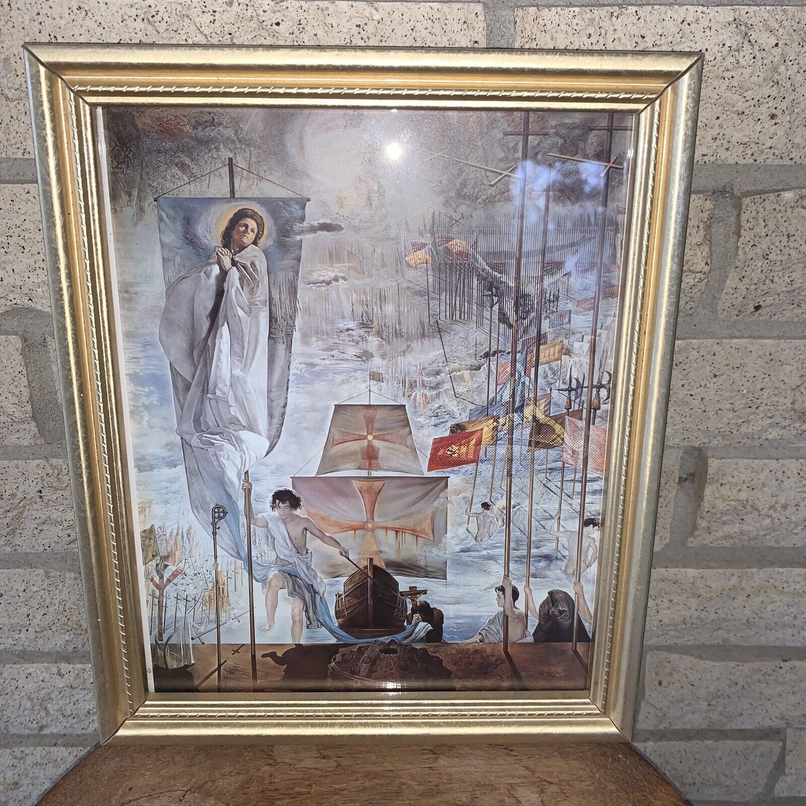 Vintage Framed Book Painting Photo From Salvador Dali Book 11 X 9 Glass Framed