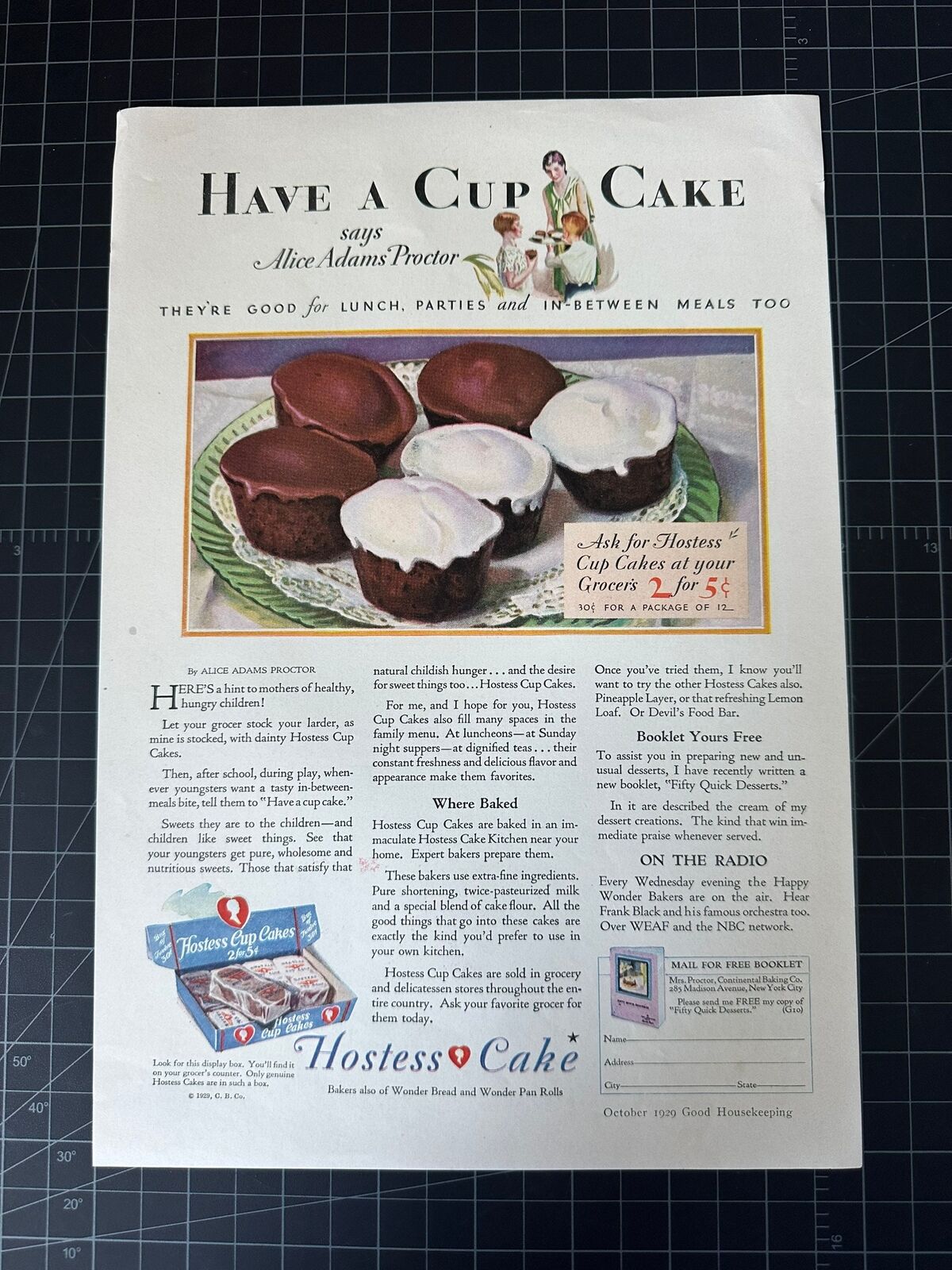 Vintage 1929 Hostess Cakes Print Ad