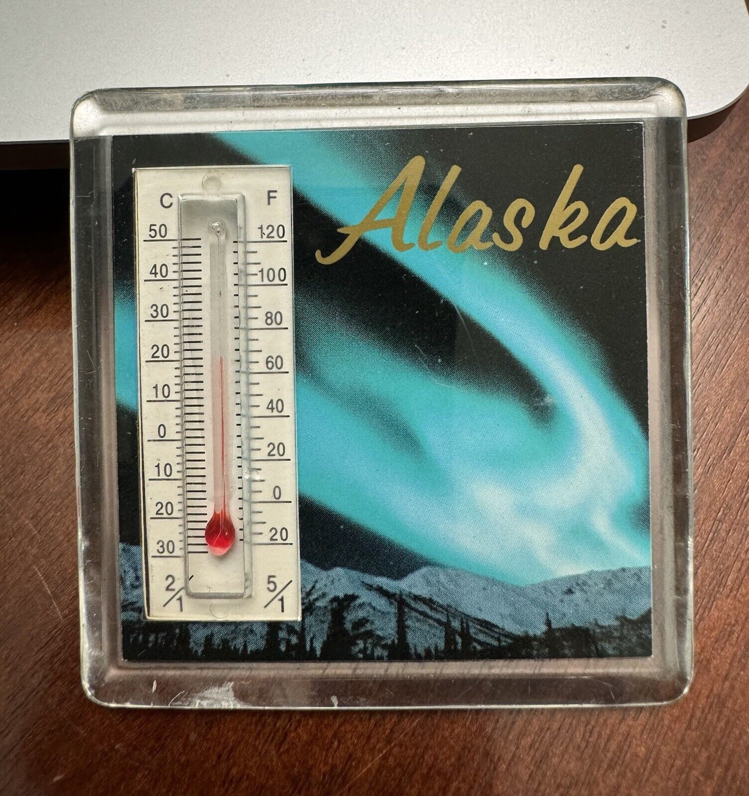 Alaska Magnet Thermometer Refrigerator Souvenir Aurora Borealis Image