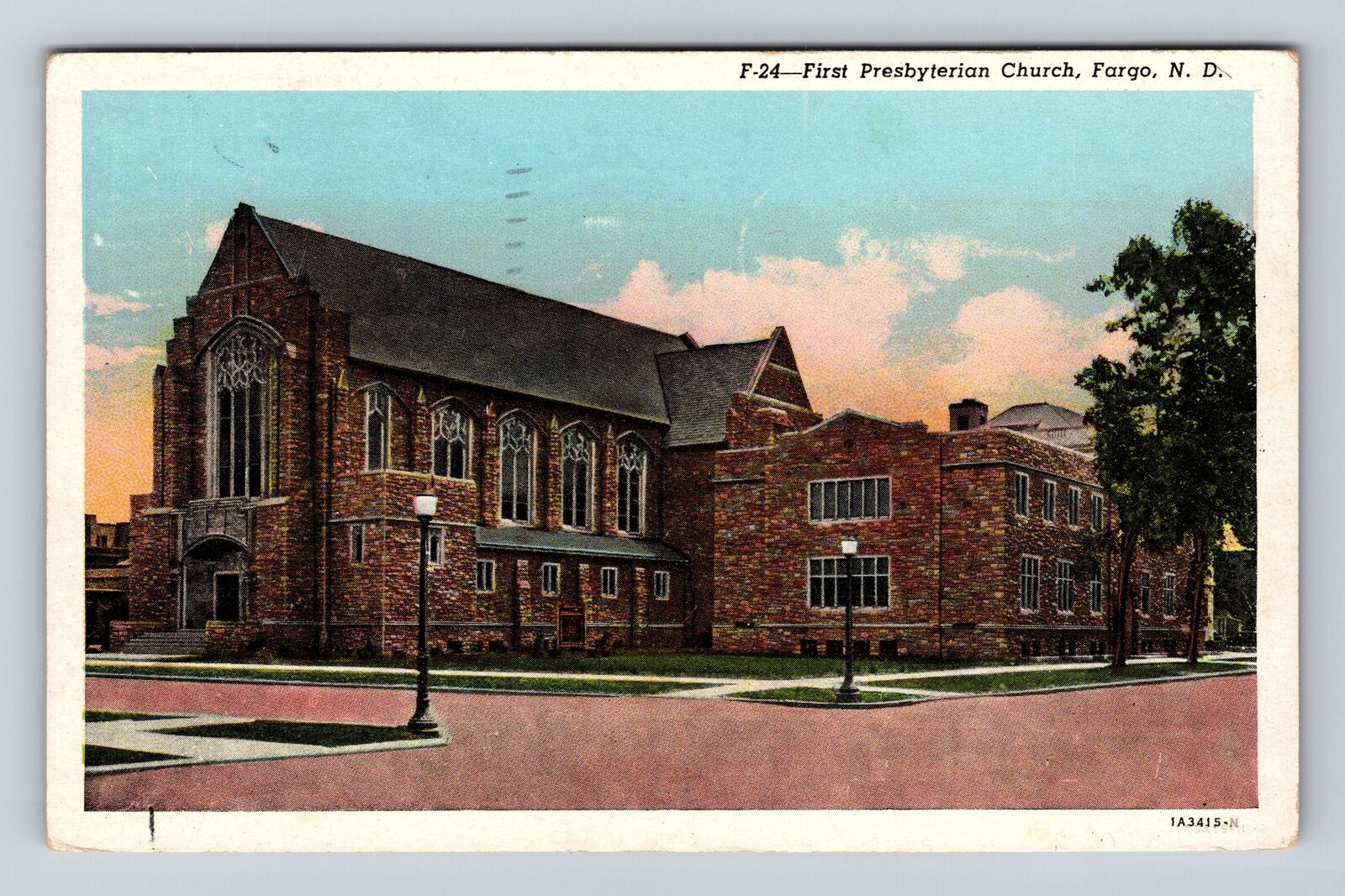 Fargo ND-North Dakota, First Presbyterian Church, Antique Vintage Postcard