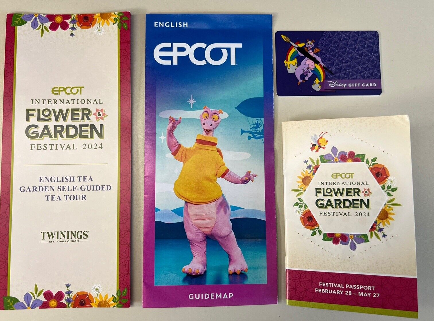 New -Disney Epcot FLOWER & GARDRN FESTIVAL 2024 guide map passport + FIGMENT GC