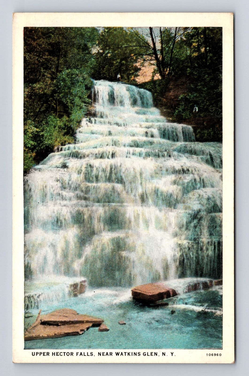 Watkins Glen NY-New York, Upper Hector Falls, Antique Vintage Souvenir Postcard